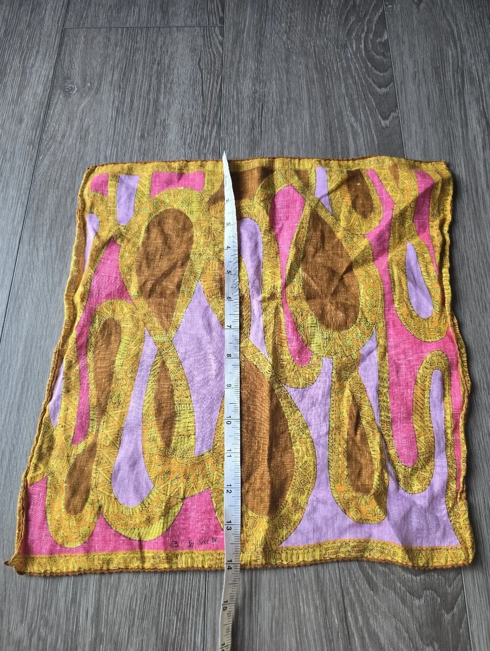Vintage Square Scarf 60s Mod Psychedelic Pink Purple Gold Abstract Neckerchief